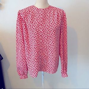 🐣 Vintage Long sleeve floral printed buttoned back shoulder detail blouse shirt